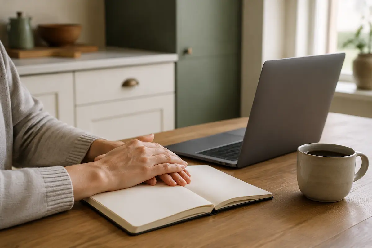 Reviewing mortgage options at a kitchen table before starting a home search