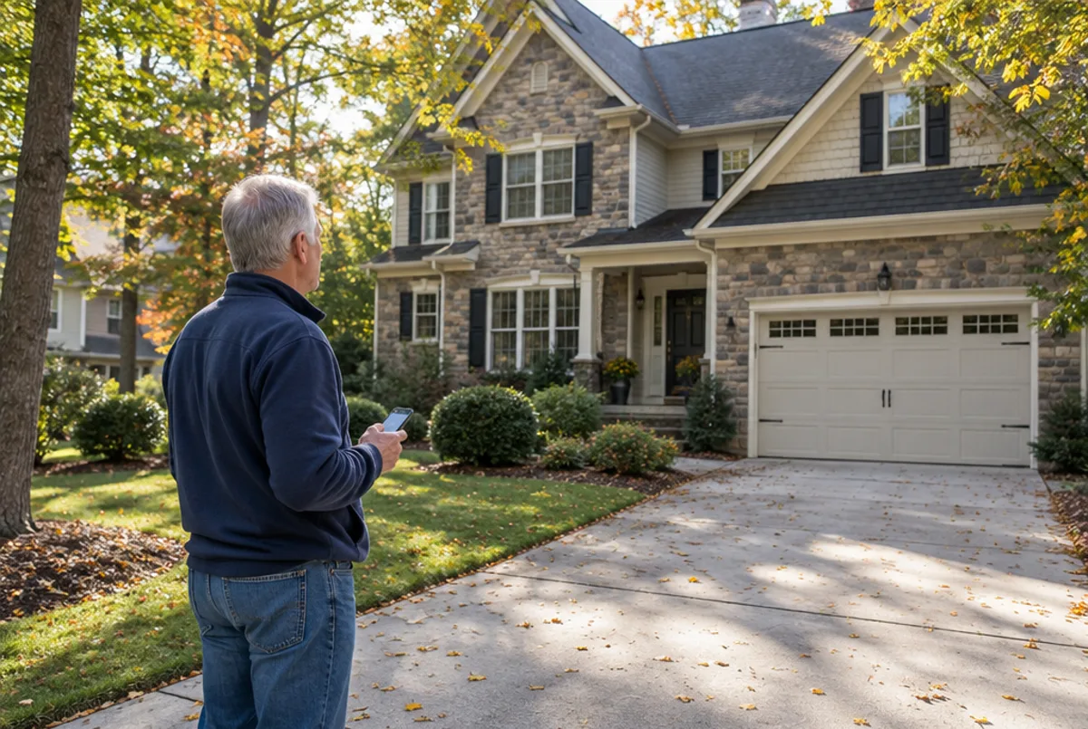 Man in his sixties in the driveway of a two-story home on a tree-lined street in Cherokee County