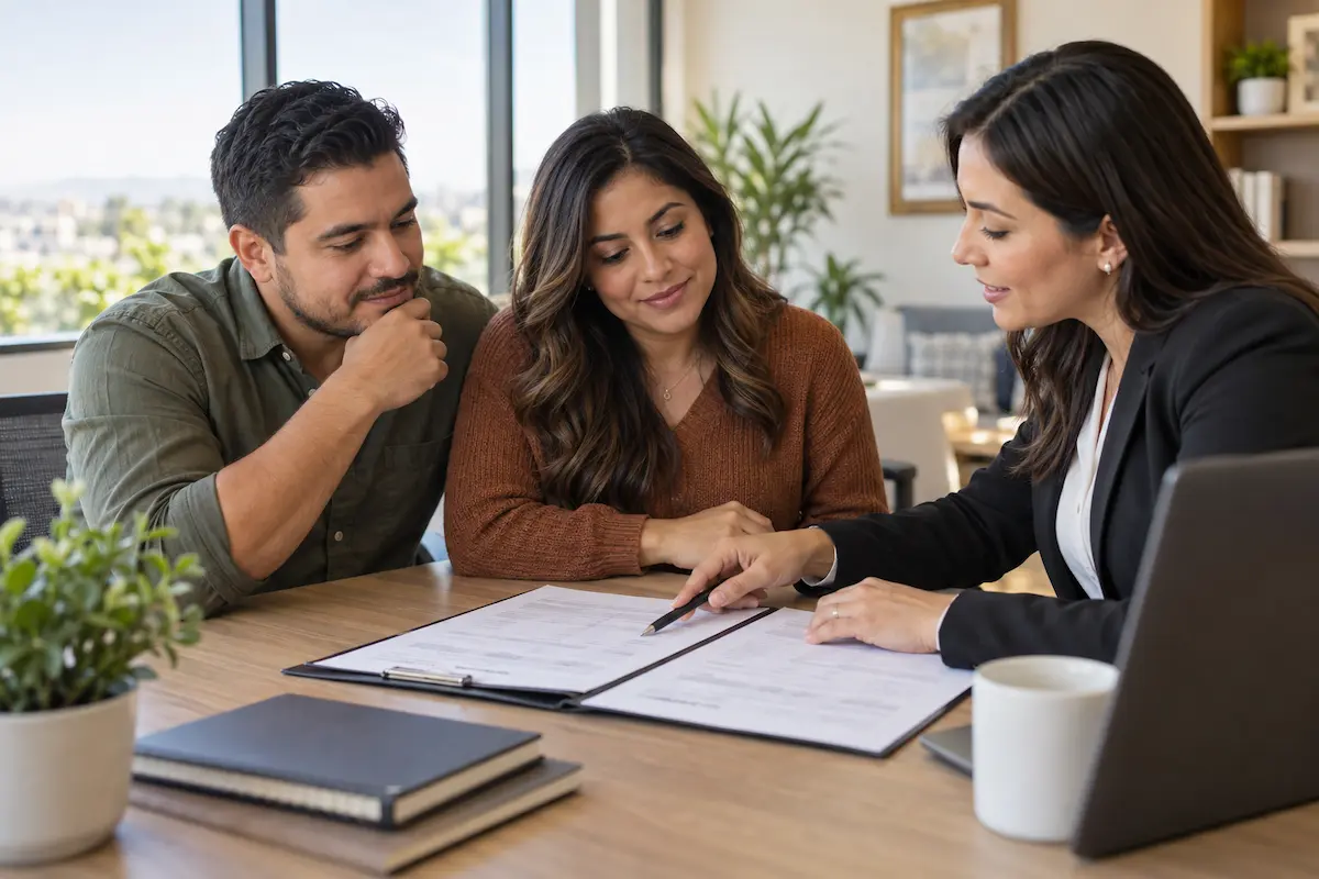 Revisando las opciones de financiamiento con el prestamista antes de buscar casa